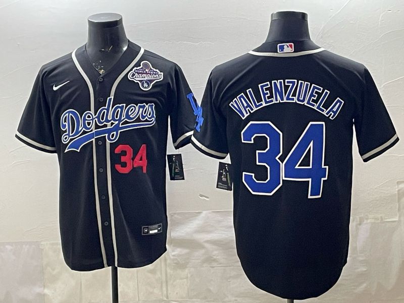 2026 Men Nike Los Angeles Dodgers #34 Valenzuela Black Game MLB Jersey 008->->MLB Jersey